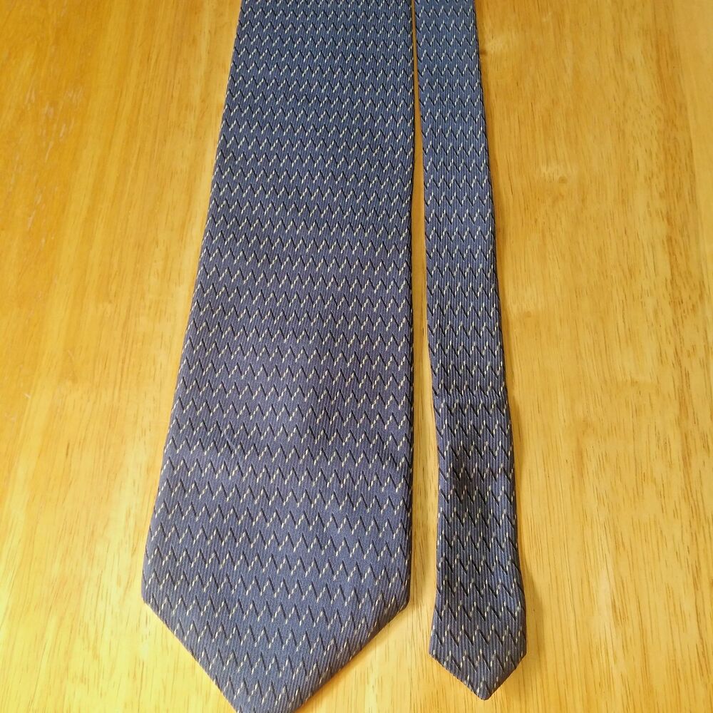 Nautica Grey Blue Woven Pattern Repp Silk Tie 3.75X58.75"